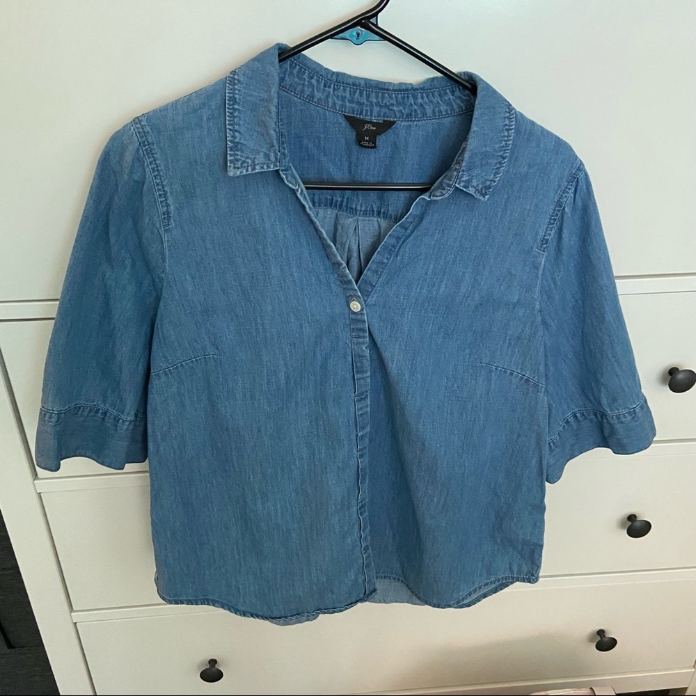 J Crew Short Sleeve Chambray Shirt